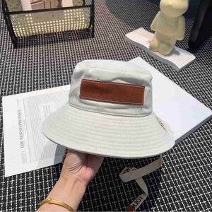 Loewe Cream Bucket Hat with Tan Logo Patch